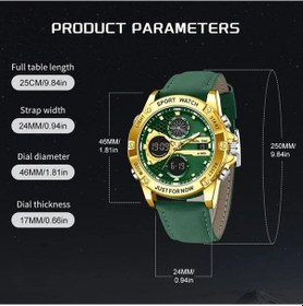 Resim Oldfriend Lıge Erkek Spor Saati Çift Ekran Takvim Kronometre Altın Siyah Diğer 