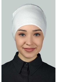 Resim Altobeh Kadın Pratik Dikişsiz Bağcıklı Kaymayan Tesettür Penye Bone - Ekru 