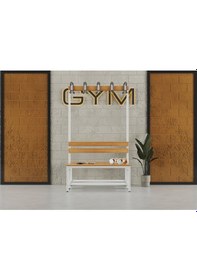 Resim Ayakkabılıklı 4 Ayaklı Çift Taraflı Bank, Kanca Şeritli Bank, 10 Kanca, 100x85x170 Cm, Spor Bankı 