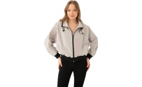 Resim First Stops Spor Kadın Dik Yaka Su ve Rüzgar Geçirmez Oversize Crop Mevsimlik Yağmurluk Rüzgarlık 