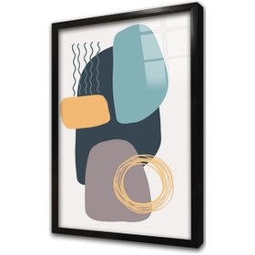 Resim Soyut Modern Desenler Çerçeveli Cam Tablo-173397 