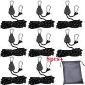 Resim 8 adet 4mm 4m Metal Makara Kamp Çadırı Bağlama İpi Ayarlanabilir Çekme İpi Tokalı saç tokası ile Kaldırma, Elastik Açık Depolama Çantası Kolay Kurulum Yansıtıcı Rüzgar Geçirmez İp 