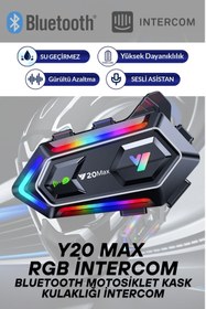 Resim howear Y20 Max RGB Işık Efektli İntercom Bluetooth Motosiklet Kask Kulaklığı İntercom Kulaklık 