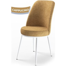 Resim Canisa Concept Dexa Serisi Sandalye Cappucino Renk- Beyaz Ayaklı 1.sınıf Mutfak Sandalyesi Silinebilir Kumaş Cappucino 