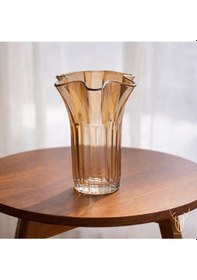 Resim Teal Cam Vazo - Amber Kahverengi 