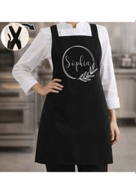 Resim Bk Gift Kişiye Özel İsimli Çapraz Askılı Siyah Mutfak Önlüğü - 13, Aşçı Önlüğü, Şef Önlüğü, Anneye Hediye Kobitmeyencom35909 Bk Gift Renkli 