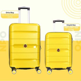 Resim Npo Diamond Pp Polipropilen Büyük Ve Küçük Boy 2'li Kırılmaz Valiz Seti-sarı Sarı 