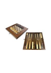 Resim Helena Wood Art Eko Klasik El Yapımı Damalı Ahşap Tavla Ve Satranç Seti 