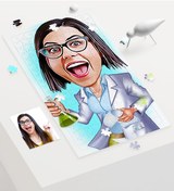 Resim Kişiye Özel Bayan Kimya Mühendisi Karikatür 240 Parça A3 Puzzle - 