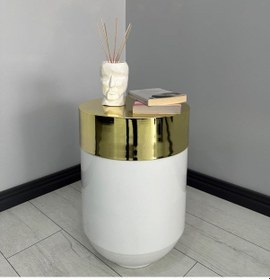 Resim Dekoratif Gold Darbuka Parlak Beyaz Sehpa 60cm 