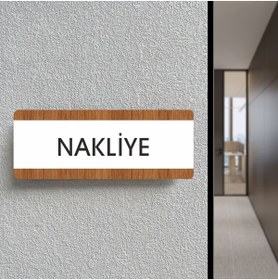 Resim zafrakreklam Nakliye Ofis Departman Kapı İsimliği, Yönlendirme levhası 26X10Cm BEYAZ-CEVİZ 