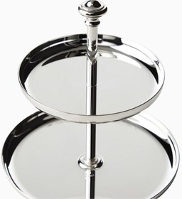 Resim Albi Gümüş Kaplama 2 Katlı Pasta Standı - Gümüş 