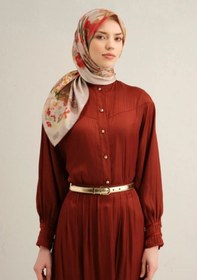 Resim Armine Tivil İpek Eşarp 9334-10 Vizon Karışık Desen Çok Renkli 