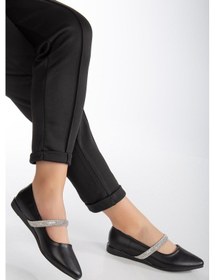 Resim Kalın Tek Sıra Taşlı Cilt Siyah Kadın Babet-2700-siyah Siyah 