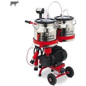 Resim Melasty Micro Tekli İnek Süt Sağma Makinesi Paslanmaz Güğüm - Kauçuk Memelik Çift Güğüm Kuru Pompa 