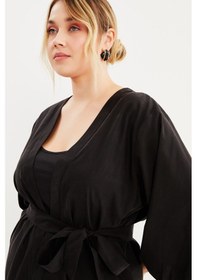 Resim Myline Kuşak Detaylı Kimono - Antrasit 