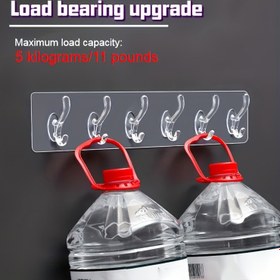Resim Şeffaf Plastik Kancalar, Kolay Montaj için Duvara Monte Edilen Kanca, Matkap Gerektirmeyen Yapışkanlı, Banyo ve Mutfak İçin Uygun, 6'lı Set, Kullanım Kancaları 