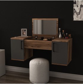 Resim Arnetti Mercan Makyaj Masası Duvara Monte Makyaj Masası Yer Kaplamaz Renk Lidya Antrasit 