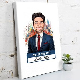 Resim Karikatürlü En Yakışıklı Borsacı Kanvas Tablo 