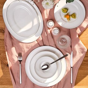 Resim Emsan Alicia Fine Bone 60 Parça 12 Kişilik Yemek Takımı Yuvarlak Platin 600.15.01.2582 