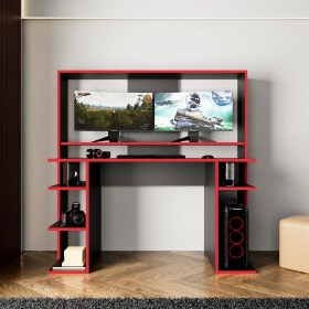 Resim Bimossa Dante S8480 Oyuncu Masası Siyah Kırmızı 140 cm 