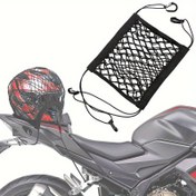 Resim 1 adet Evrensel Uyumlu Motosiklet ve Scooter Elastik Kargo Ağı Kask Tutucu ile, Polyester Örgü Bagaj Depolama Çantası Bisiklet Arka Kutusu, Arka Koltuk Aksesuarları 