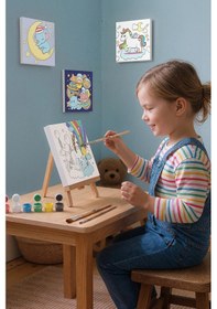 Resim Gökkuşağı Unicorn Çocuk Boyama Tuvali Şövaleli Eğitici Boyama Seti 20x20 Cm 