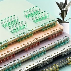 Resim 25 Adet Ayrılabilir Bağlama Halkaları - Dayanıklı Plastik Gevşek Yaprak Kağıt Klipsleri Kolay Düzenleme için, Ofis Gereçleri, Açma Halkası, Bağlama Klipsi Delme 
