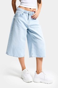 Resim Kadın Ice 4s6-3 Süper Baggy Fit Maxi Boy Bermuda Denim Şort - Ice Rengi / 40 