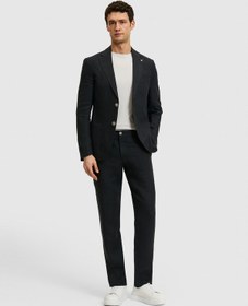 Resim Cacharel Siyah Slim Fit Beli Lastikli %100 Keten Pantolon 