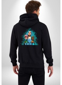 Resim Angemiel Karol G Şarkıcı Kadın Erkek Siyah Kapüşonlu Fermuarlı Baskılı Hırka Sweatshirt Siyah 
