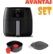 Resim Philips XXL 7,3 LT Hacim Kek, Izgara ve Fırın Yemekleri Tüm Aksesuarlar Avantaj Set Airfryer,Lambader Hediye 