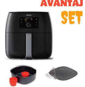 Resim Philips XXL 7,3 LT Hacim Kek, Izgara ve Fırın Yemekleri Tüm Aksesuarlar Avantaj Set Airfryer,Lambader Hediye 