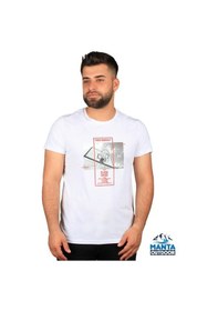 Resim Manta Mnt 2406 S. Yaka Pota Baskılı Erkek T-shirt-23607 Beyaz 