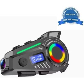 Resim Vothoon K19 Kameralı Motosiklet Kask Bluetooth Kulaklık Su Geçirmez Intercom Radyolu hafıza kartlı 