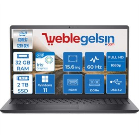 Resim Dell Inspiron 3520 İntel Core i7 1255U 32GB GB 2TB Ssdıntel® Iris® Xe Windows 11 Home 15.6'' FHD Taşınabilir Bilgisayar i35201013U15 