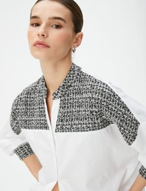 Resim Uzun Kollu Poplin Gömlek Tüvit Detaylı Hakim Yaka Düğmeli Pamuklu 