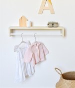 Resim Jaju Baby 60 Cm Tekli Beyaz Naturel Raf Askılık Montessori Çocuk Odası Aksesuar Dekorasyon 