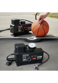 Resim Buffer 250 Psı Güçlü Taşınabilir Hava Kompresörü Araba, Motosiklet, Bisiklet Ve Top Şişirme İçin Elektrikli Fişli Çakmaklıklı Lastik Şişirme Pompası 