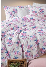 Resim Lastikli Çarşaflı Tek Kişilik Nevresim Takımı Roseto-gül Kurusu Gül Kurusu-mavi 