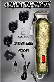 Resim ESENLİWE Dragon Çelik Kasa Profesyonel Saç Sakal Ense Çizim Tüm Vücut Tüyü Lazer Öncesi Tıraş Makinesi 