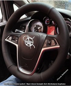 Resim Opel Astra J Cosmo Sport Kasa Araca Özel Direksiyon Kılıfı Nokta Düz Siyah İpli Siyah 