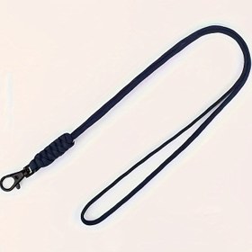 Resim 1 Adet Siyah Örgülü Paracord Boyun İpi - Ayarlanabilir Hayatta Kalma Anahtarlığı Metal Toka ile, Dış Mekan, Yürüyüş ve Kamp için 54.43KG Çekme Dayanımlı 