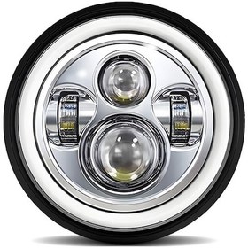 Resim Youtek 7 İnç Araba/motosiklet Led Farı Tam Daire Melek Gözü - Beyaz Uzun/yakın Işık, Drl Ve Sarı Sinyal Işığı, H4 Bağlantı, 1 Adet 