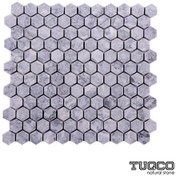 Resim 1’’ Hexagon Gümüş Eskitme Mermer Mozaik 