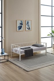 Resim Unimet Alchera Daybed Tek Kişilik Sedir Metal Karyola Beyaz 