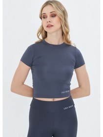 Resim Lesa Wear Soft Touch Bedene Oturan Spor Crop T-shirt Short Fitted Antrasit 