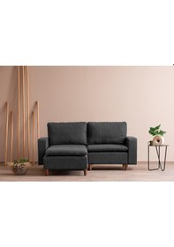 Resim Lungo Modüler Mini Köşe Koltuk Takımı L Koltuk - Koyu Gri Keten Koyu Gri 