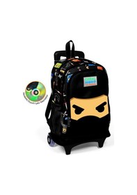 Resim Coral Hig Ninja Baskılı Çekçek Okul Çantası - Işıklı Tekerlekler 