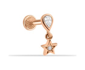 Resim Cherry By Özkonak Yıldız Damla Taş Sallantılı Minimal Tragus Piercing Sarı 